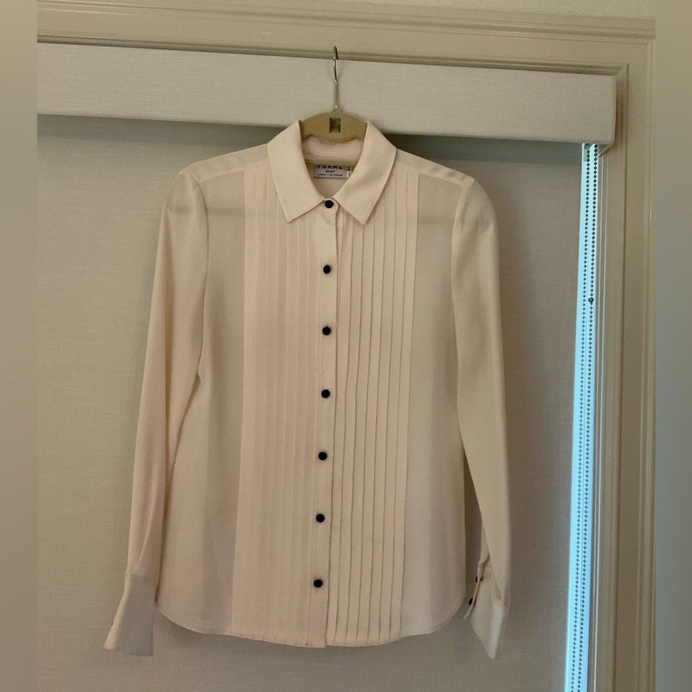 Frame Pleated Button Down Blouse- Small - image 1